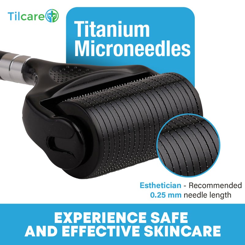 Tilcare Ultra-Wide Derma Roller for Face - At-Home Microneedling Kit, 0.25 mm Microneedle for Skin Care, Scalp, Hair and Beard, Superior to a Microneedling Pen/Derma Pen - Image 2