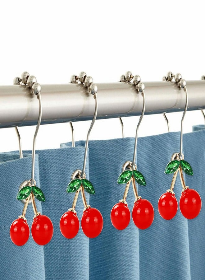 FEKIDO Cherry Decorative Shower Curtain Hooks, Set of 12 Metal Stainless Steel Rust Resistant Shower Rings, Metal Stainless Steel Rust Resistant Rings with Cherry Pendant Perfect Combination - Image 5