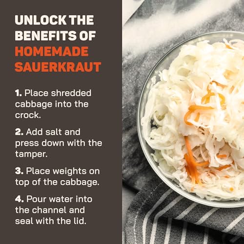 Kenley Fermentation Crock 1/2 Gallon - Sauerkraut Crock with Lid, Weights & Pounder - Ceramic Fermenting Crock Kit for Pickling Cabbage Kimchi Vegetables - 2 Liter Fermentation Jar - Stoneware Pickle Pot - Image 3