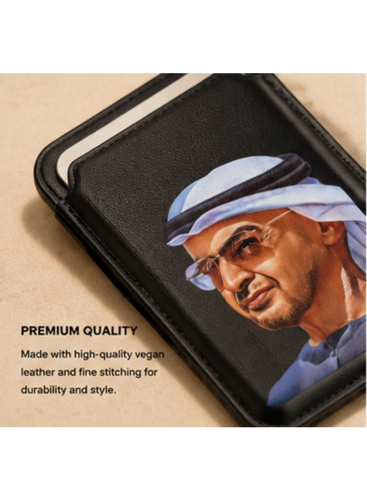 PU Leather Magnetic Card Wallet, UAE-Inspired Design, Slim Phone Card Holder for 3 Cards - Image 5