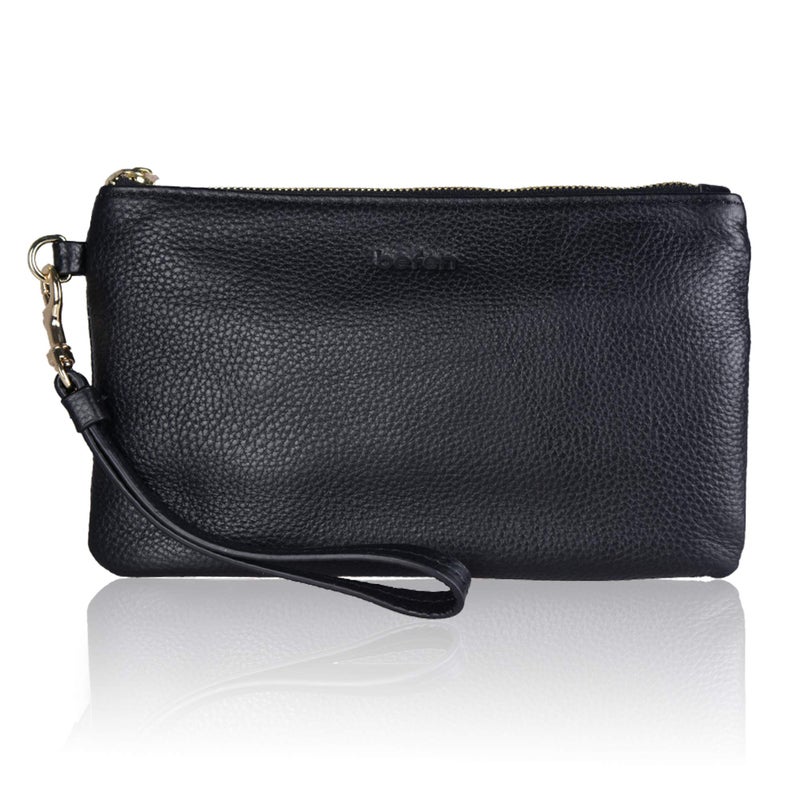befen befen Black Genuine Leather Wristlet Clutch Cell Phone Wallet Purse Smartphone Wristlet Wallet Purses and Handbags for Women  - Image 1