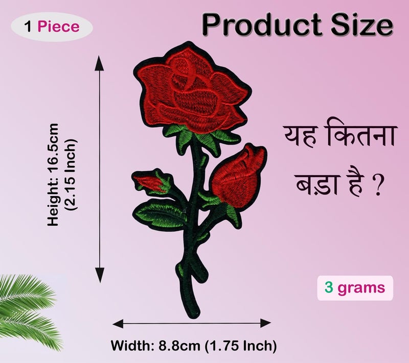 Rose Flowers Applique Embroidered Sewon Patch Size 165cm x 8cm for Jackets Caps TShirts Bags Jeans Pants Outdoor Clothing Imported from Malaysia 1 Piece Code M9 - Image 2