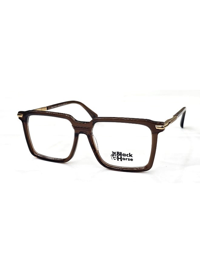 Men’s optical glasses with a stylish and modern design, crafted from premium pure acetate in a dark transparent brown color for a classy and unique look. The wide rectangular frame with a single bridge ensures comfort and elegance, while the metallic hinge details add a touch of sophistication. A perfect choice for men seeking distinction in their daily and formal style.