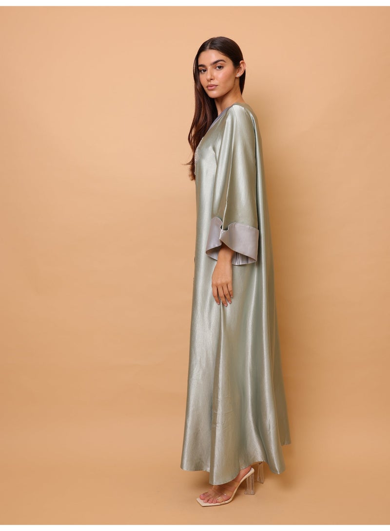 اكسا أكمام عصرية أنيقة من القماش اللامع بتصميم زهور كبيرة - Image 3