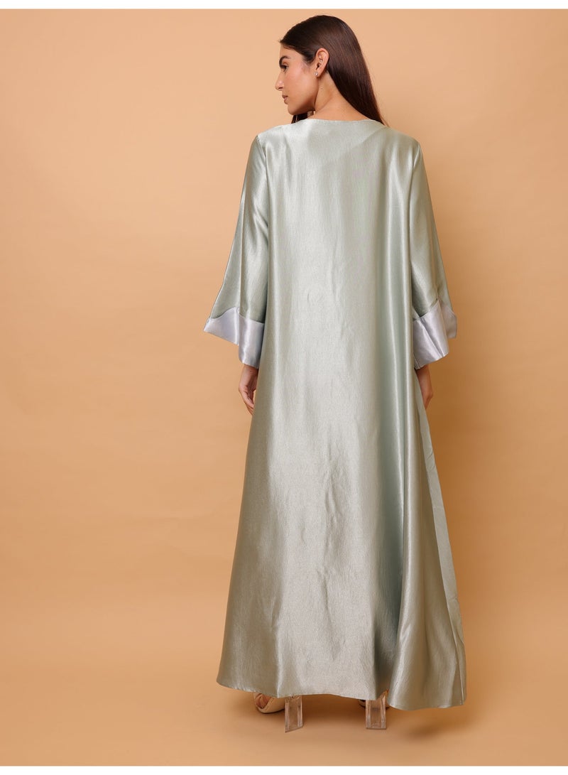 اكسا أكمام عصرية أنيقة من القماش اللامع بتصميم زهور كبيرة - Image 2