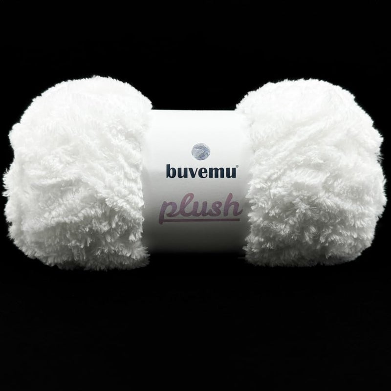 Buvemu Plush Faux Fur Bulky Yarn Super Soft Fluffy Fuzzy for Knitting Crocheting Crafting 100 Gram 353 Ounces 109 Yards 100 Meters White