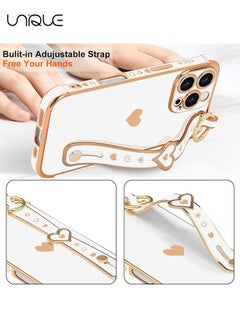 Compatible with iPhone 16 Pro Max Case, Adjustable Wrist Strap Kickstand, Cute Heart Luxury Gold Plating Bumper, Women Girl Men Protective Case Cover, White - pzsku/ZBFF9BEBFF8BA6432BA18Z/45/_/1727159426/ce7e56f1-1b8b-45cc-aa9d-4c4703dd3c5b