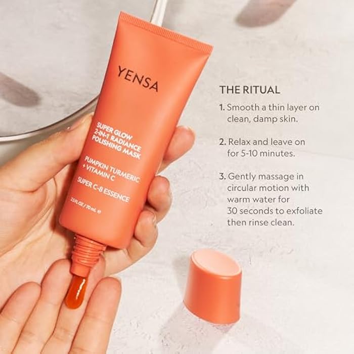 YENSA Super Glow Radiance Polishing Mask - 2-in-1 Face Exfoliator & Hydrating Mask with Pumpkin, Turmeric & Papaya - Hydrating, Radiance-Boosting & Soothing Exfoliant (2.5 Fl oz) - Image 5