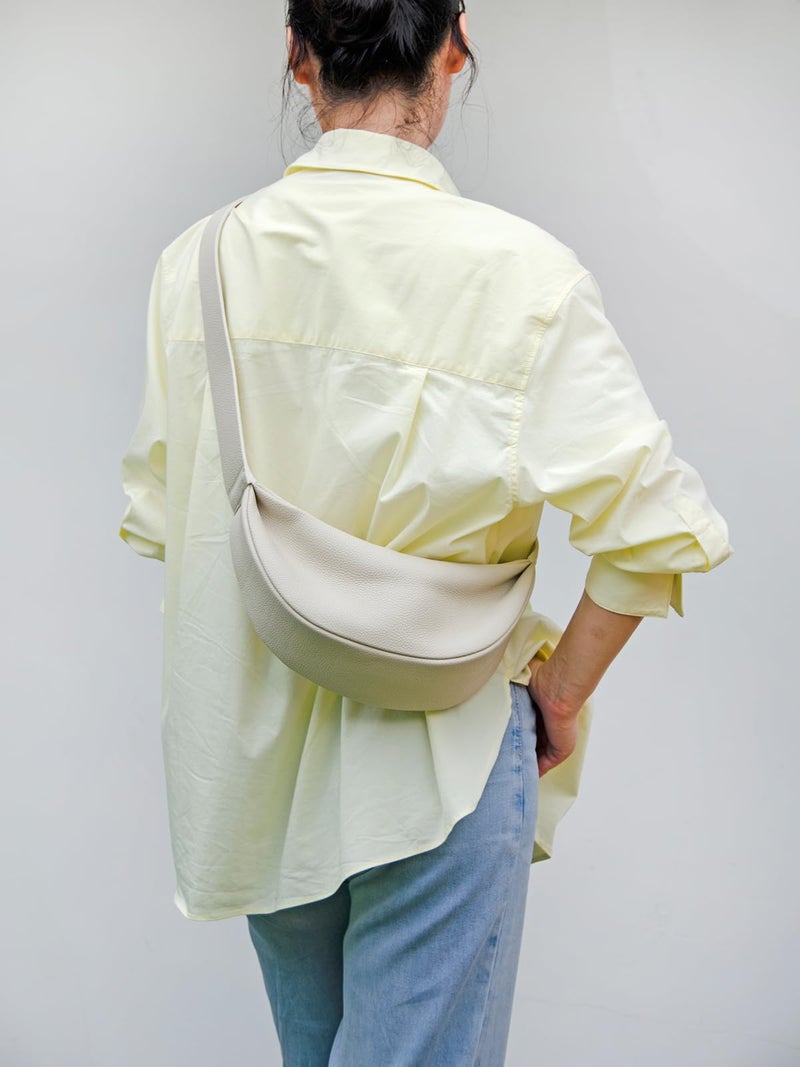 DONNAIN Genuine Leather Sling Bags Crossbody Women, Minimalist Style Casual Chest Bags with Wide Strap (New Beige) - Image 2
