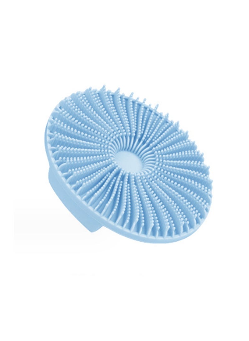 مقشر الجسم من السيليكون، فرشاة استحمام وتقشير لطيفة للجسم، ليفة سيليكون، شعيرات سهلة الرغوة، تدوم طويلاً، أكثر صحة من ليفة الاستحمام التقليدية، عبوة واحدة، أزرق - Image 1