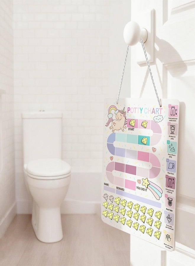 Boqon Reusable Magnetic Potty Training Chart, Potty Training Reward Chart for Toddlers Girls with 27 Diamond Magnetic, Develop Toilet Habits Reward Charts for Toddler Girls, Kids (Unicorn1) - Image 4