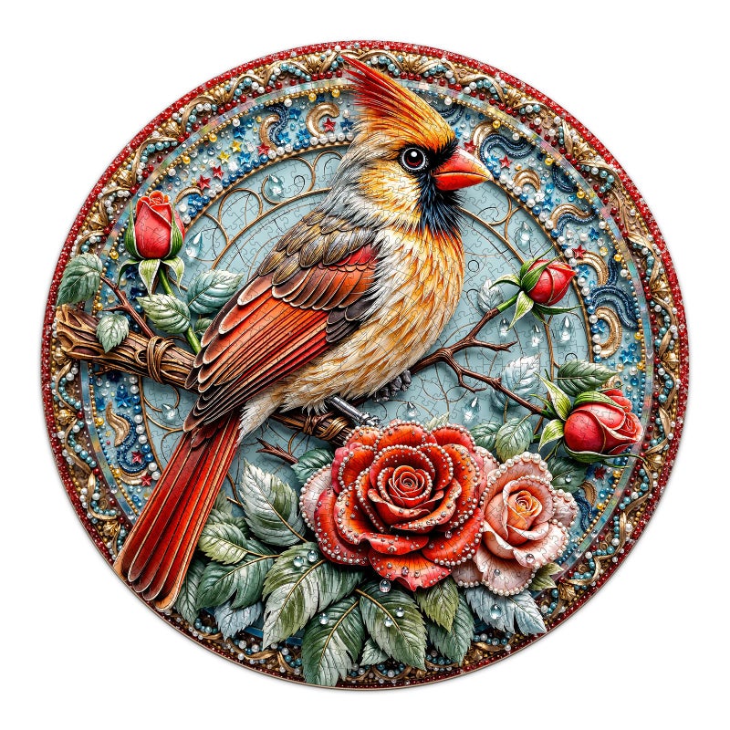 AEEKDOOK Embroidery Cardinal Puzzles for Adults 1000 Pieces Beautiful Bird Flower Rose Jigsaw Puzzles 1000 Pieces for Adults Fun Puzzles with Letters On Back Challenging Game Toys 265 265in - Image 3