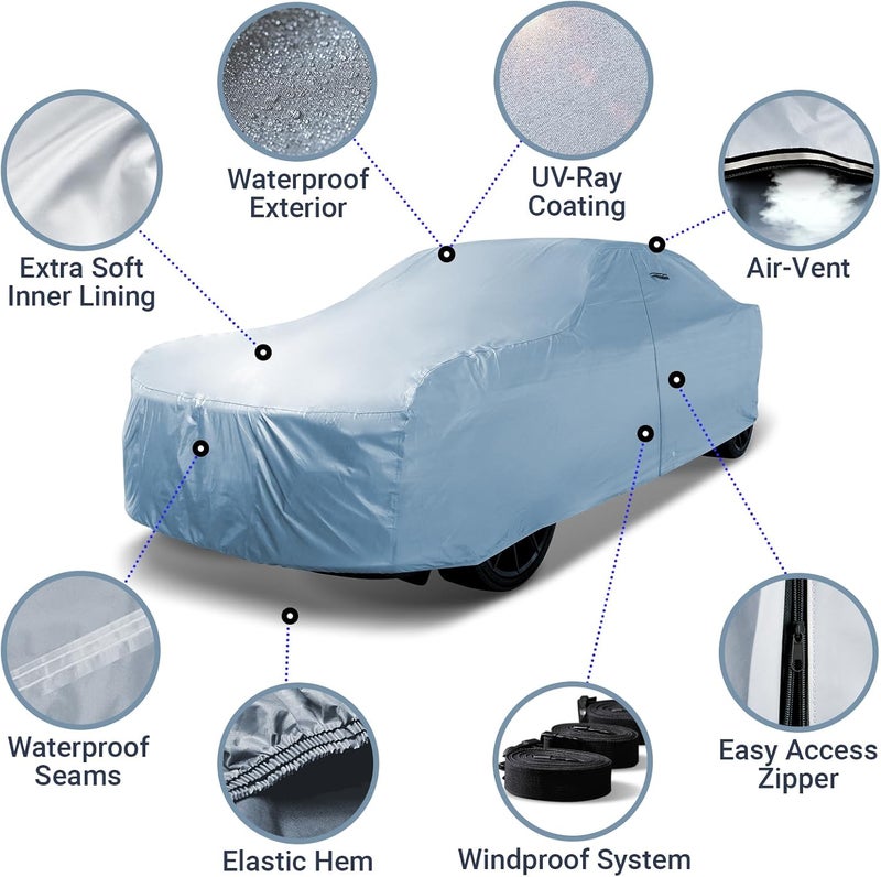 iCarCover غطاء سيارة كامل فاخر iCarCover لفورد موستانج GT 2005-2025 - حماية ضد جميع الأحوال الجوية ومقاوم للماء - Image 3