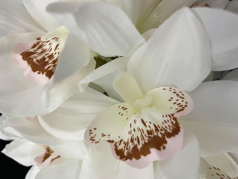 LebriTamFa 12 PCS High Quaulity Latex Real Touch Cymbidium Orchid Artificial Flower Bouquet for Wedding Holiday Bridal Bouquet Home Party Decor Bridesmaid (White) - Image 5