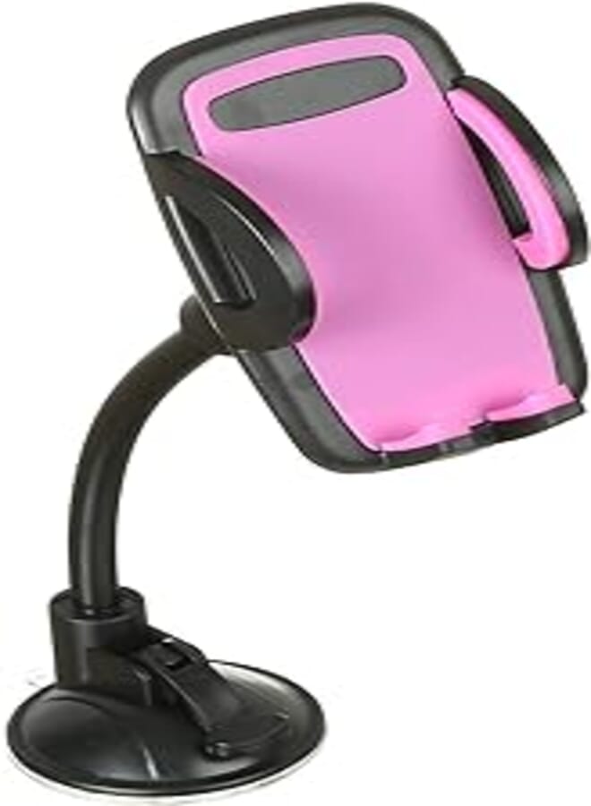 Car Phone Holder JS-041 2in1 for Dashboard/Windshield with 360° Rotation, Arms Height adjustable Stable fits all smartphones - Dark Red