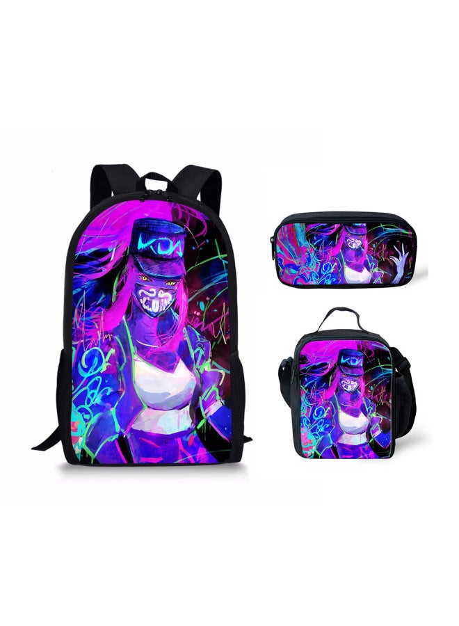 Backpack Union KDA Hero Children Elementary School Bag Backpack Meal Bag Pencil Bag Three-piece Set-Color:HBC202548CGK  - Image 5