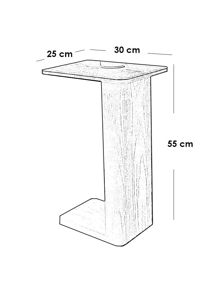 بيتك طاولة جانبية خشب سنديان بني - 30×25×55 سم  - Image 2