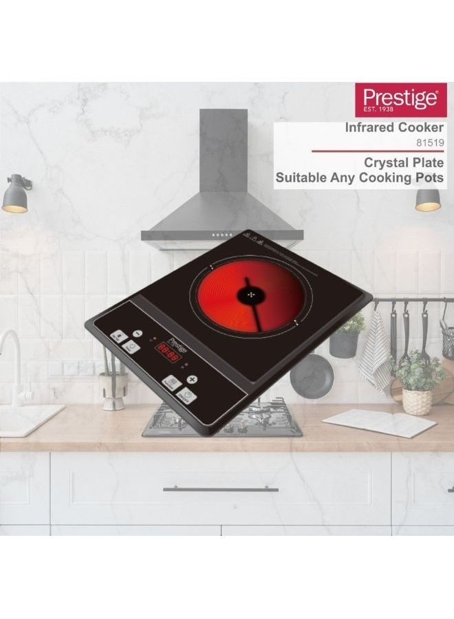 Prestige Infrared Electric Hot Plate Touch Control Cooker Electric 10 Temperature Level Stove For Cooking with High Quality Black Crystal Plate Glass Surface Compatible For All Cookware Pots ‎PR-81519 Black - Image 2