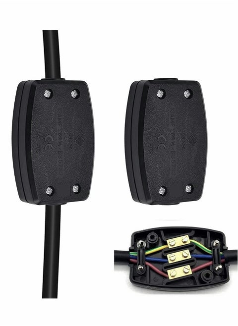 3 Terminal Electrical Junction Box, 2 Pcs Cable Joiner Box Set, In-line Connector 250v 13A