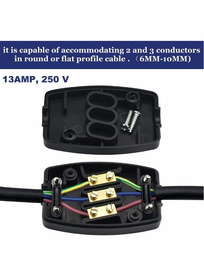 Generic 3 Terminal Electrical Junction Box, 2 Pcs Cable Joiner Box Set, In-line Connector 250v 13A  - Image 3