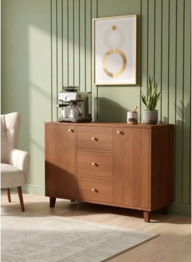 A modern, multifunctional coffee cabinet with 2 doors and 3 drawers, 100 x 30 x 80 cm - Image 4