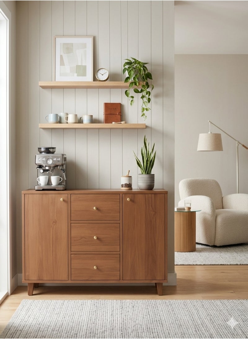 A modern, multifunctional coffee cabinet with 2 doors and 3 drawers, 100 x 30 x 80 cm - Image 5