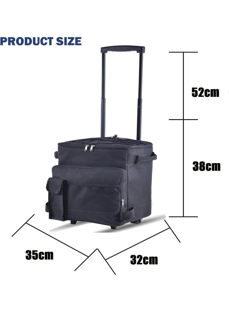 Chabeia 43 liter cooler bag with wheels and tie rods, durable insulated bag picnic bag foldable large freezer bag, lunch bag men's thermal bag cooler, black Cool bag - Image 2