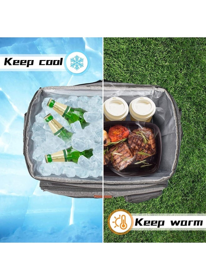 Chabeia 43 liter cooler bag with wheels and tie rods, durable insulated bag picnic bag foldable large freezer bag, lunch bag men's thermal bag cooler, black Cool bag - Image 5