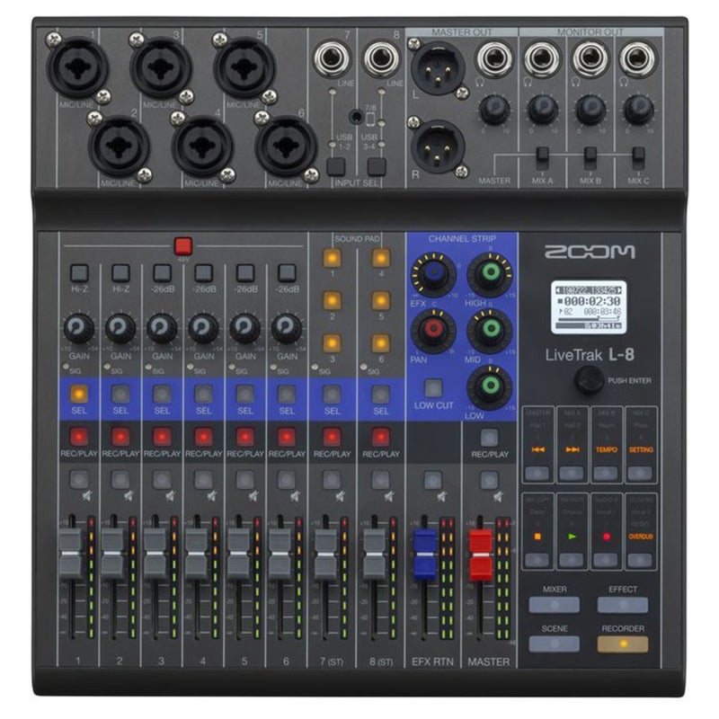Zoom L-8 LiveTrak Digital Mixer - Recorder - 8 Channels - Image 1