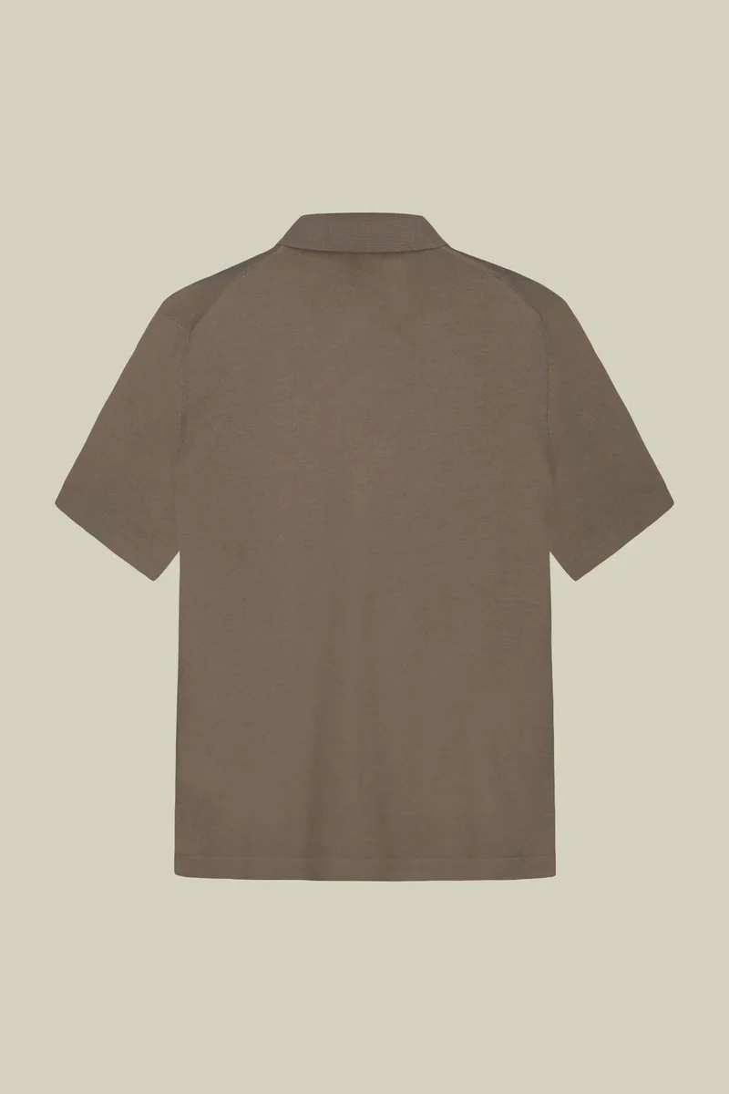 Doppelganger Beige Men's 100% cotton knit polo shirt with Derby collar - Sand for Men | Best Price UAE