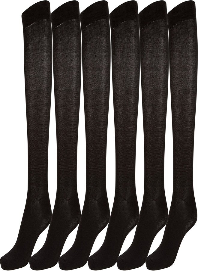 Sakkas 4SS Women's Cotton Blend Knee High Socks Assorted Pack 9-11 - 6 Pack/Black - Image 1