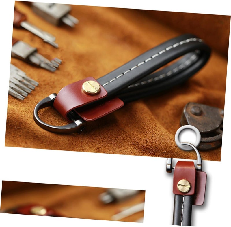 Creative Black Leather Car Keychain Simple Chic Keyring for Men and Women Stylish Car Keys Holder Accessory - Image 5