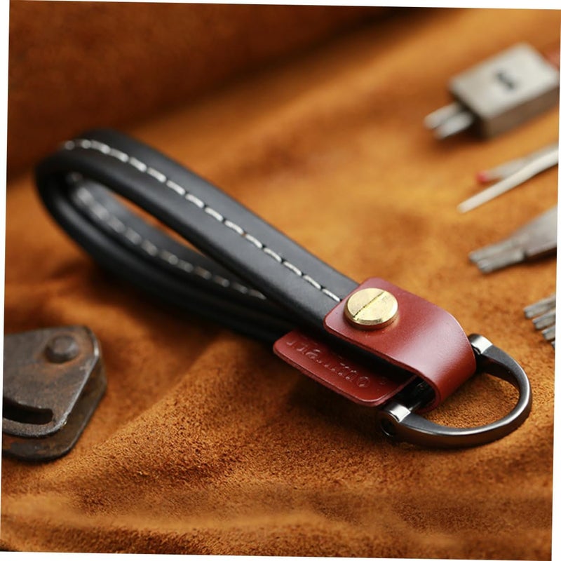 Creative Black Leather Car Keychain Simple Chic Keyring for Men and Women Stylish Car Keys Holder Accessory - Image 3