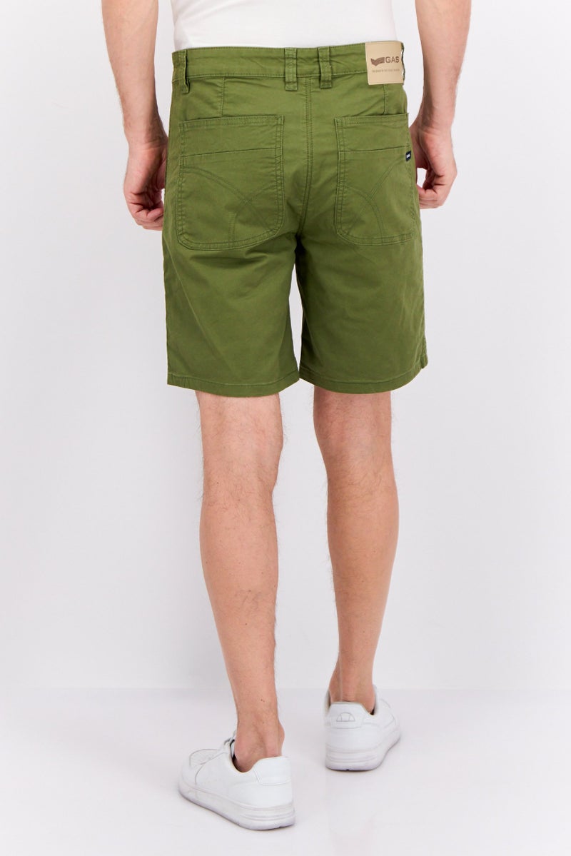 GAS Men Plain Basic Shorts, Olive - Image 3