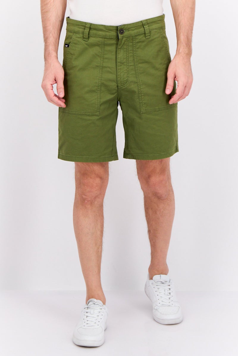 GAS Men Plain Basic Shorts, Olive - Image 1