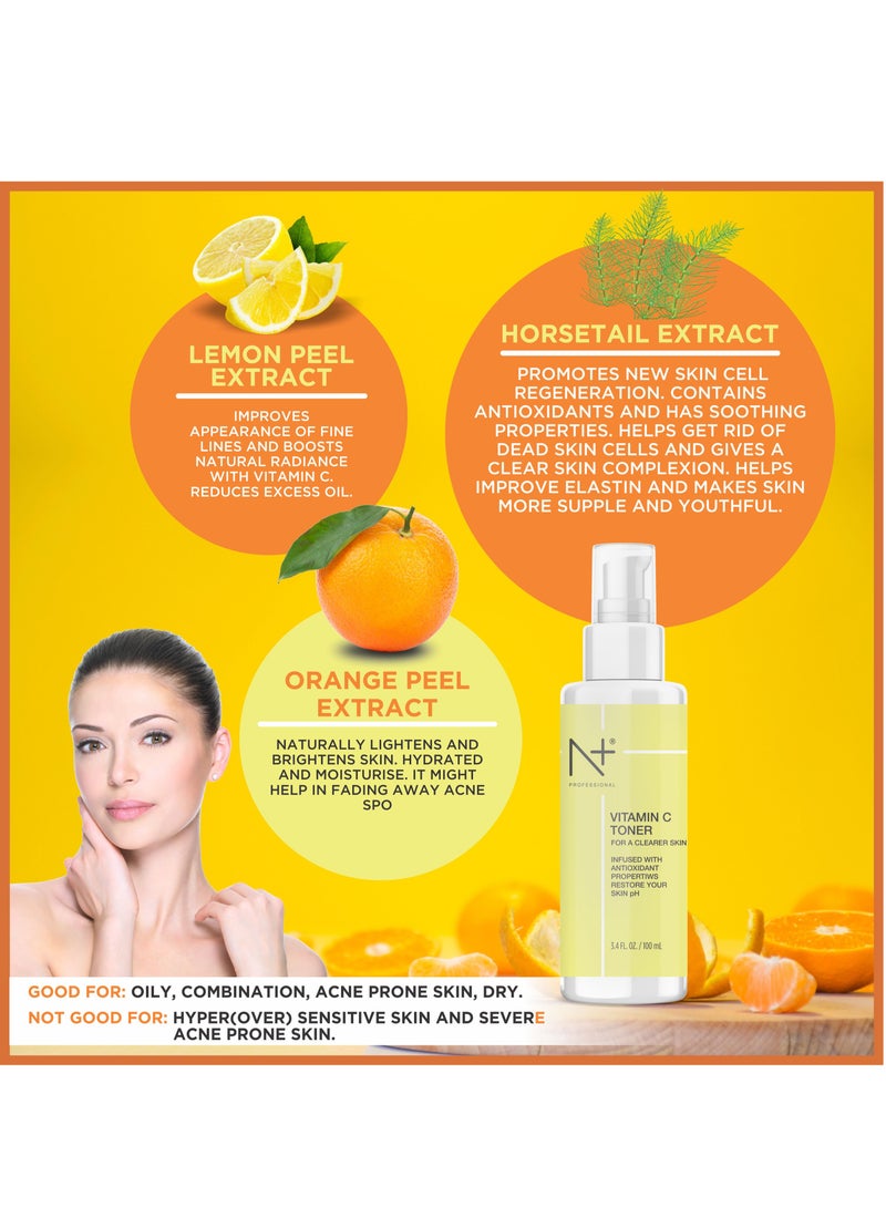 N Plus Professional N PLUS Professional Vitamin C Toner For Face, With Vitamin C For A Clearer Skin, 100Ml  - Image 4