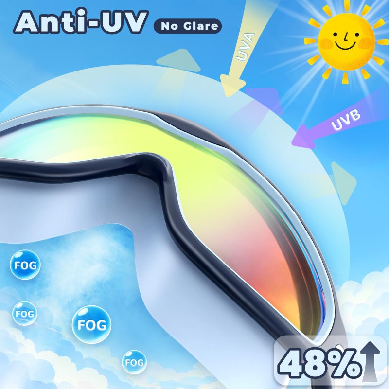 Keary 2 Pack Swim Goggles for Kids 6-14 8-14 Kids Swimming Goggles Age 3-15 4-7 4-16 8-12 for Boys Girl Youth Toddler Children Pool Water Goggle Anti Fog UV Protection Clear Wide View Waterproof - Image 5