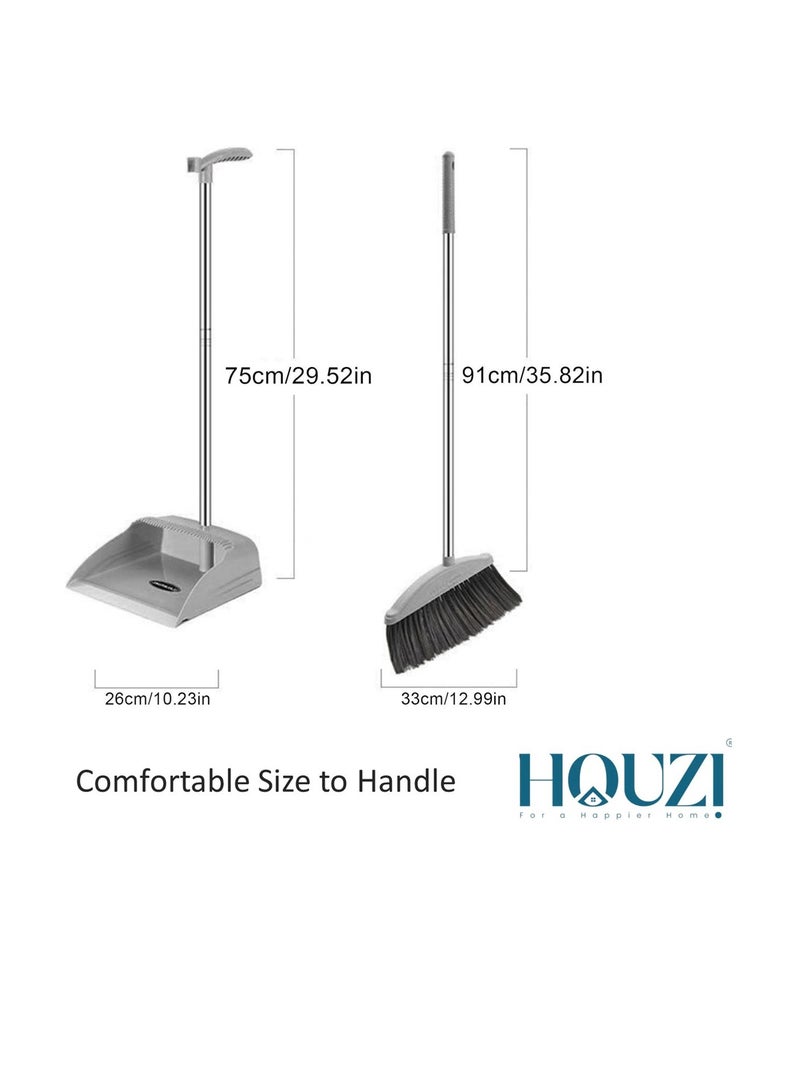 Houzi مجموعة مكنسة وجراب هووزي مع مقبض طويل ودائم وشعيرات ناعمة - أفضل استخدام لتنظيف المنزل أو المكتب أو المتجر بألوان متنوعة - Image 4