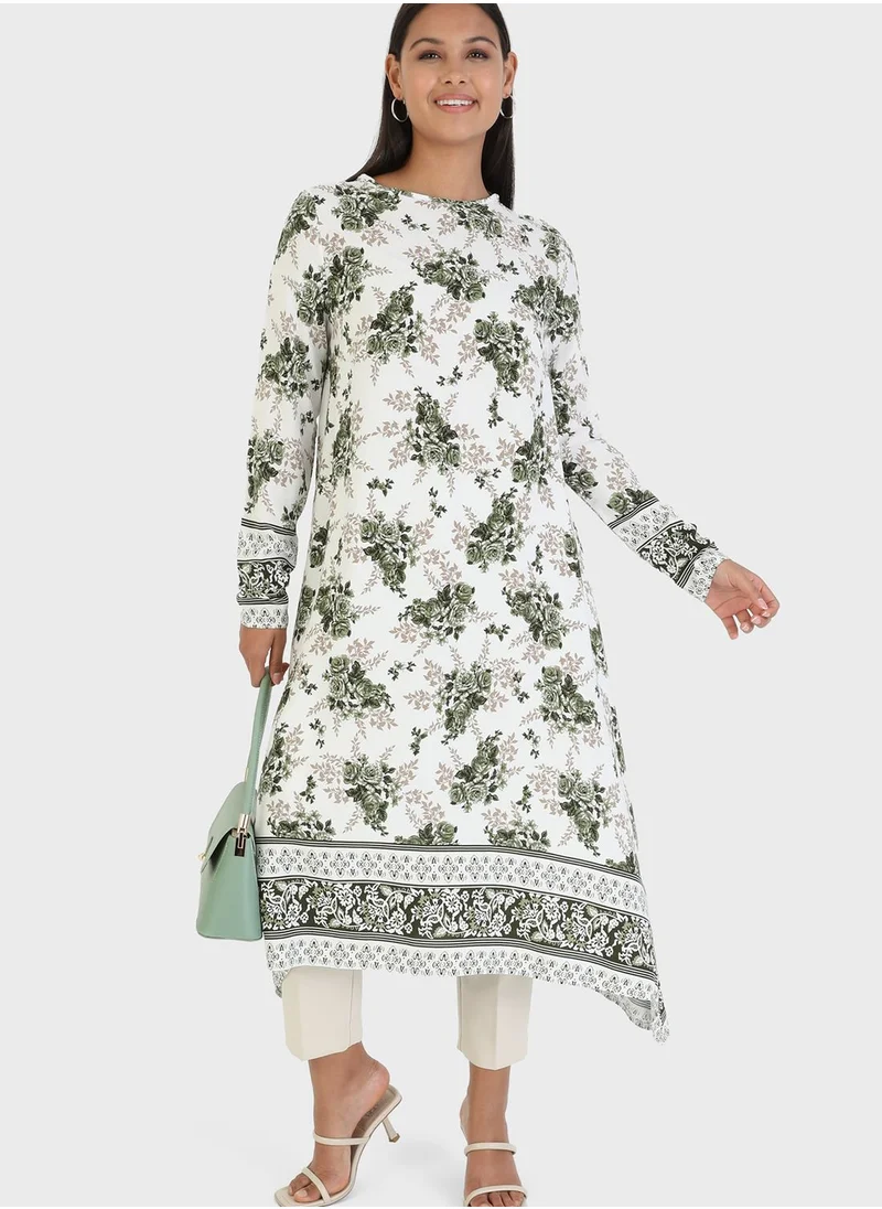 Modanisa Crew Neck Printed Tunic