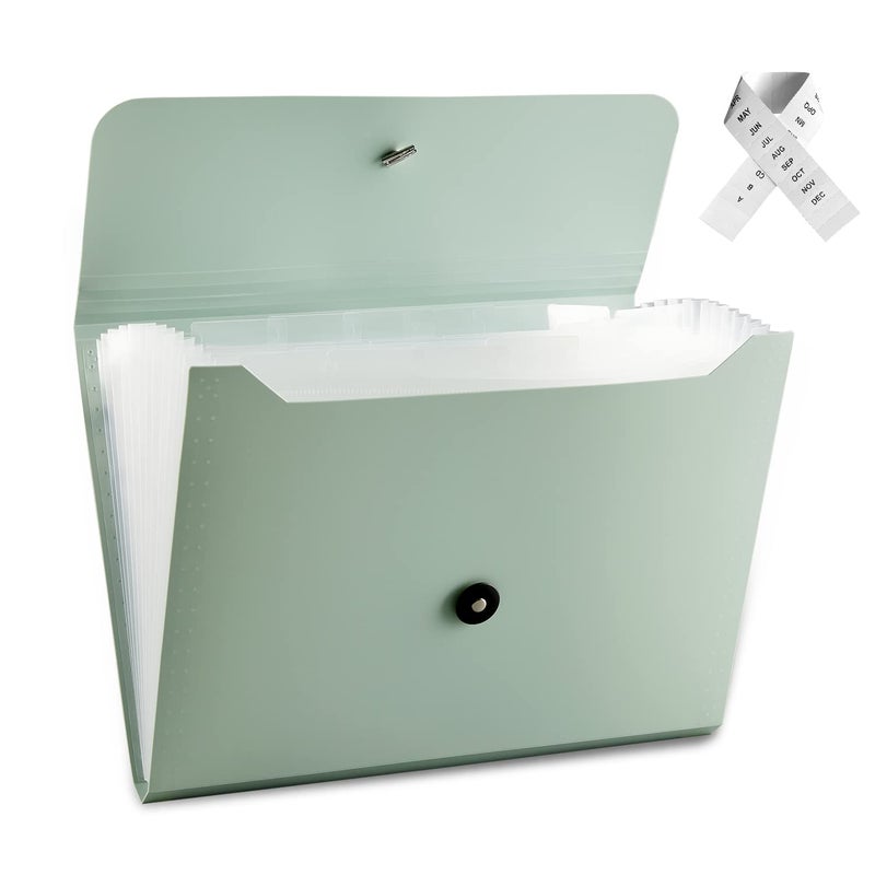 Nicfaec Expanding File Folder File Organizer with 13 Pockets File Organizer Accordion Filing Folder Expandable File Folder for Documents Aesthetic Paper Organizer Folder for Work, School, Office, Macaron - Image 1