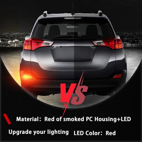 PGTOPONE Upgrade LED Rear Bumper Reflectors Light Fog Brake Tail Lamps Compatible with Toyota RAV4 2013 2014 2015 Replace OEM Stock Reflector Sequential Turn Signal Light (Red) - Image 3