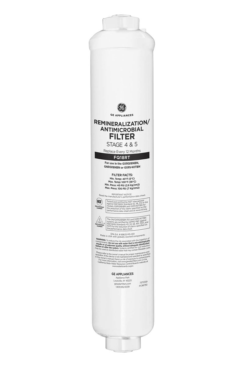 GE Reverse Osmosis Under Sink Remineralization Replacement Filter Fits GE GXRV40TBN GXRQ18NBN GNRQ18NBN Filtration Systems Replace Every 12 Months FQ18RT - Image 2