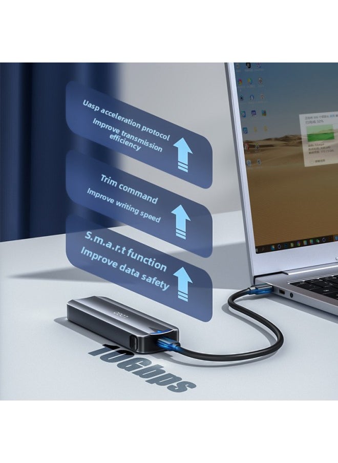 Customized M.2 Mobile Hard Drive Box Nvme/Ngff Solid State Drive Box Sdd Cooling Hard Drive Box Tool-Free-Color:Gray Nvme Protocol  - Image 4