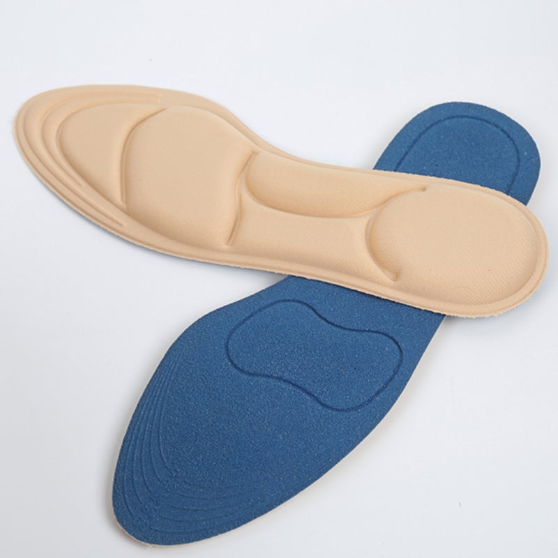 2 Pairs of 5D Sponge Exercise Insoles Absorption Breathable Insoles Comfortable Insert Pad (Apricot) - Image 2