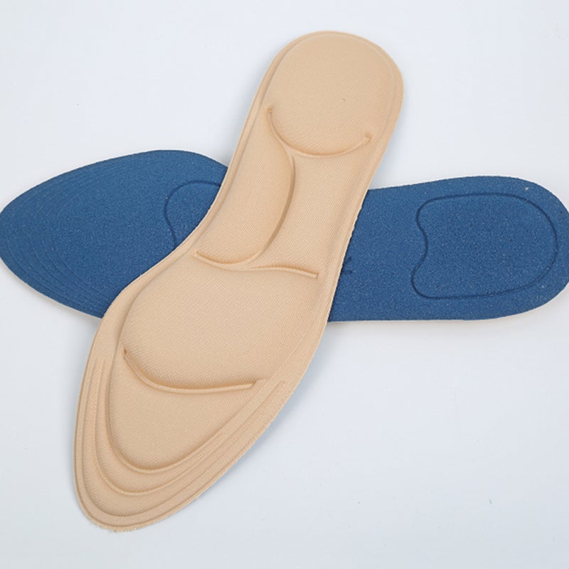 2 Pairs of 5D Sponge Exercise Insoles Absorption Breathable Insoles Comfortable Insert Pad (Apricot) - Image 4