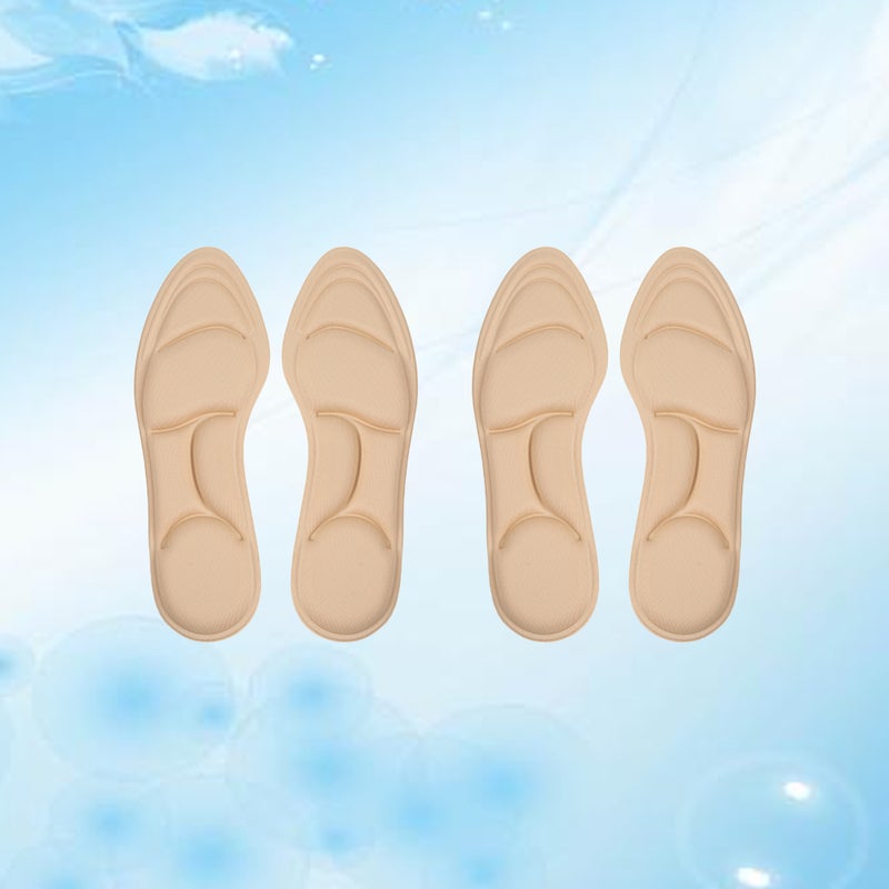 2 Pairs of 5D Sponge Exercise Insoles Absorption Breathable Insoles Comfortable Insert Pad (Apricot) - Image 3