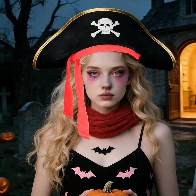 UOIENRT 2Pcs Pirate Hat Hat Skull Print & 10in Stuffed Parrot on Shoulder Pirate Costume Accessories for , School Play, Theater Performance - Image 5