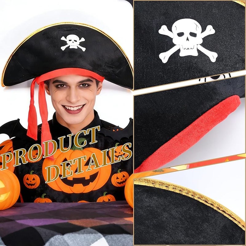 UOIENRT 2Pcs Pirate Hat Hat Skull Print & 10in Stuffed Parrot on Shoulder Pirate Costume Accessories for , School Play, Theater Performance - Image 3