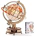 ROKR Illuminated Rotating Wooden Globe Puzzle185 Piece 3D Night Light Kit Educational Geography Model for Adults Teens 14 No Glue Needed - Image 2