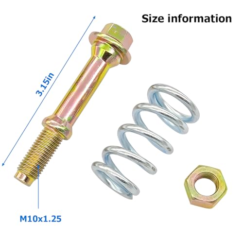 Zipelo 2PCS Car Exhaust Spring Bolt and Nut kit, M10 x 1.25 Auto Exhaust Bolt and Spring Hardware Kit with Nuts Gaskets, Vehicle Replacement Accessories, Universal for RV, SUV, Truck - Image 2
